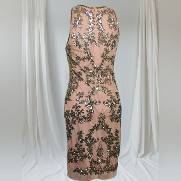 Adrianna Papell Embellished Chiffon Sheath Cocktail Dress Size 8 - Picture 9 of 16